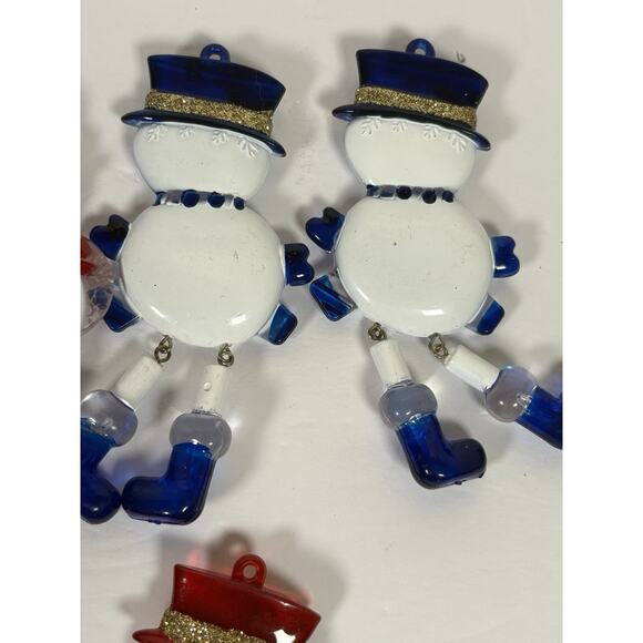 Set of 6 Dangle Legs Snowman Christmas Tree Ornaments Plastic - Picture 6 of 12